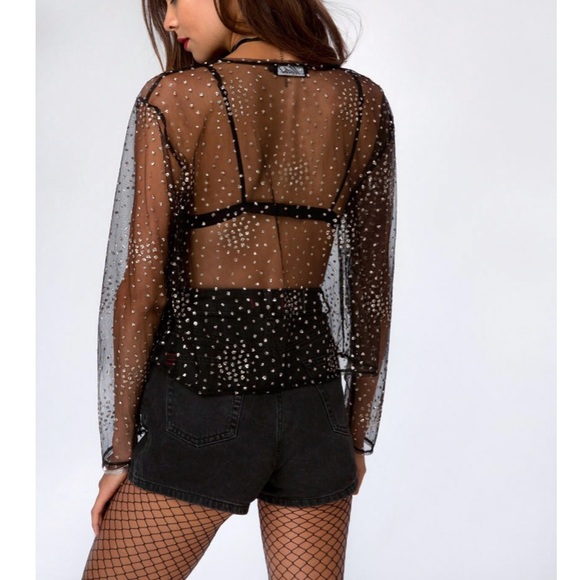 Ether Longsleve Top in Gold Glitter - Picture 2 of 3